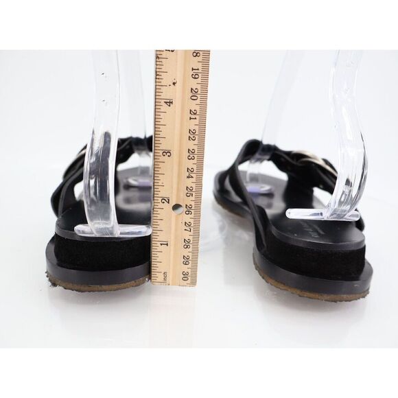 Rag & Bone Beau Cross Sandals Womens 37.5 7.5 Black Suede Slide Flat Slip On - Picture 7 of 13